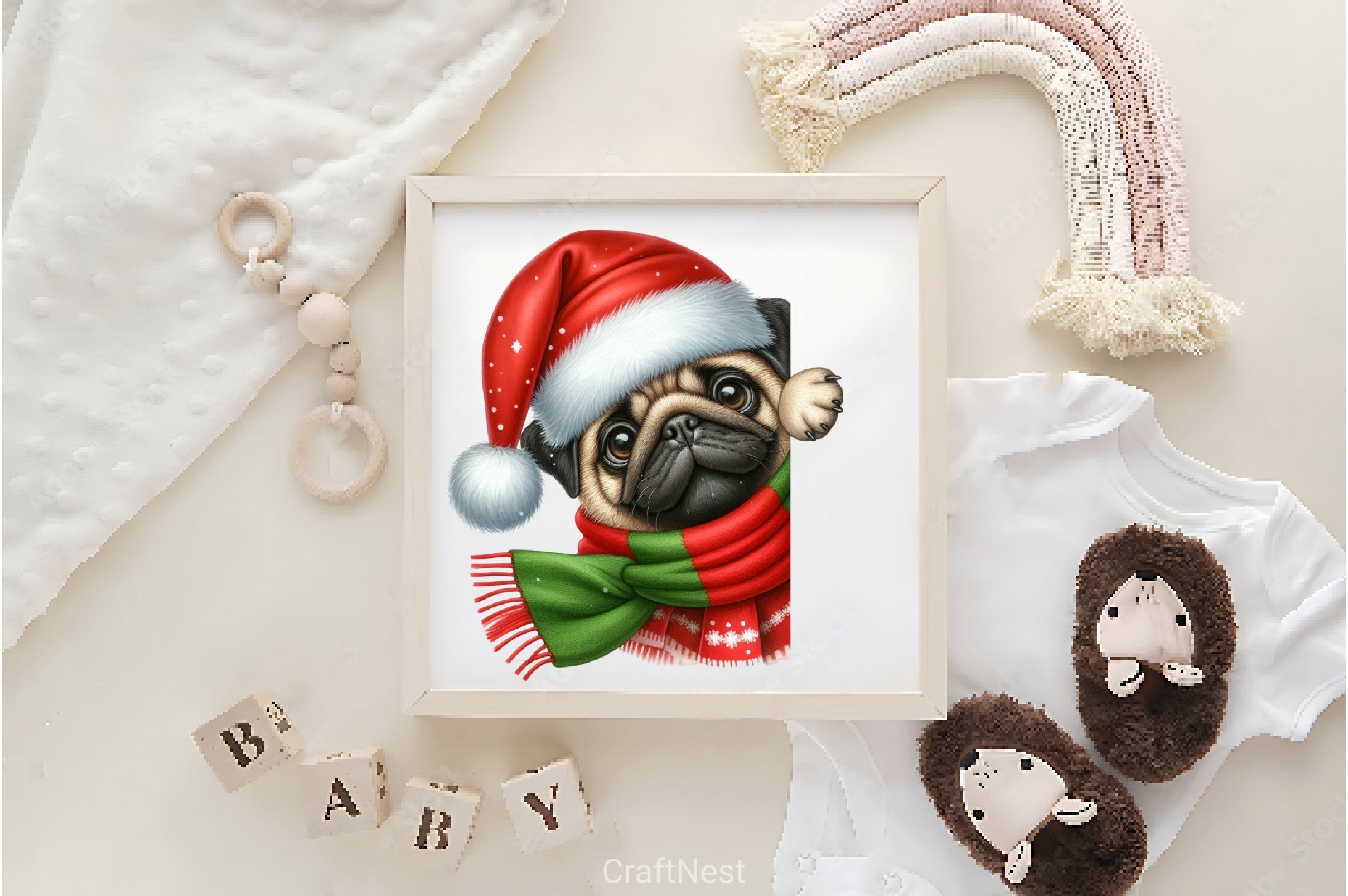 Christmas Peeking Dogs Clipart Bundle