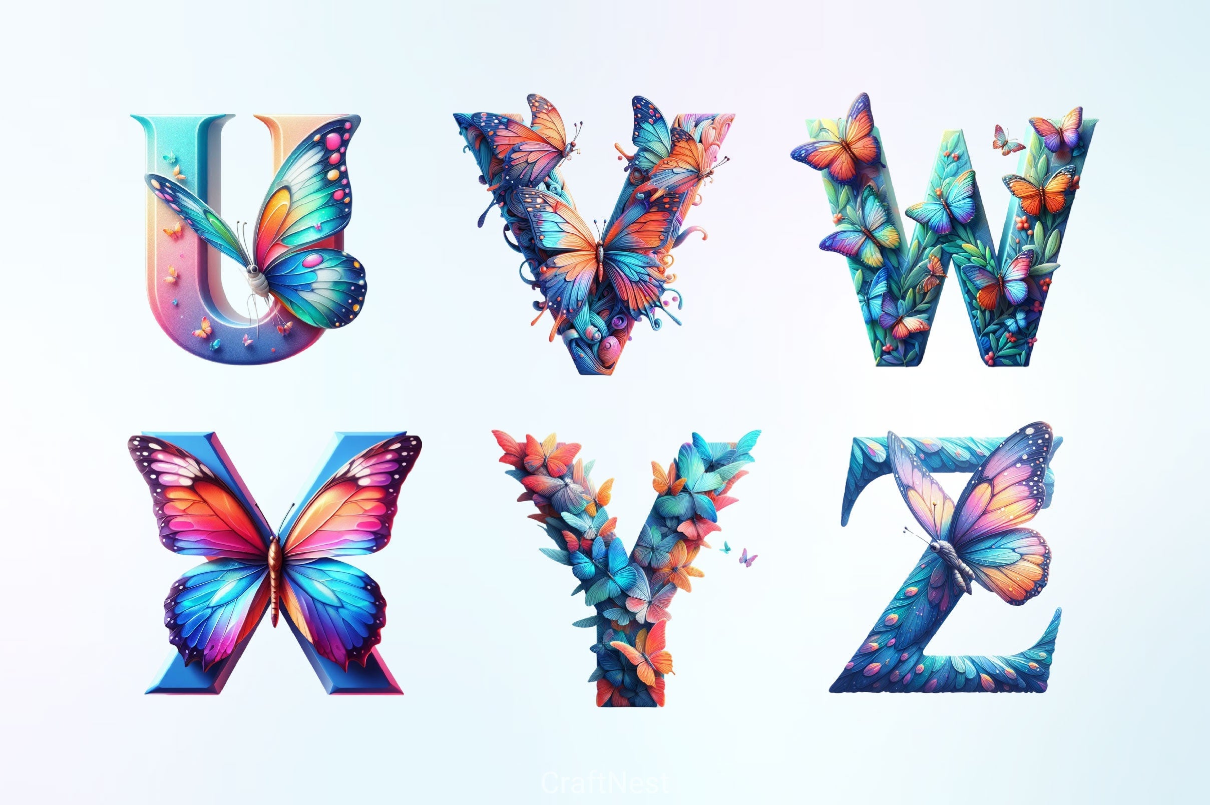 Butterfly Alphabet Clipart Bundle 2