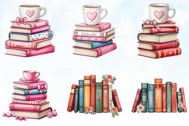 Retro Book Valentine Clipart Bundle - CraftNest - Digital Crafting and Art