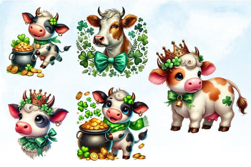 St. Patrick's Cow Clipart Bundle - CraftNest - Digital Crafting and Art