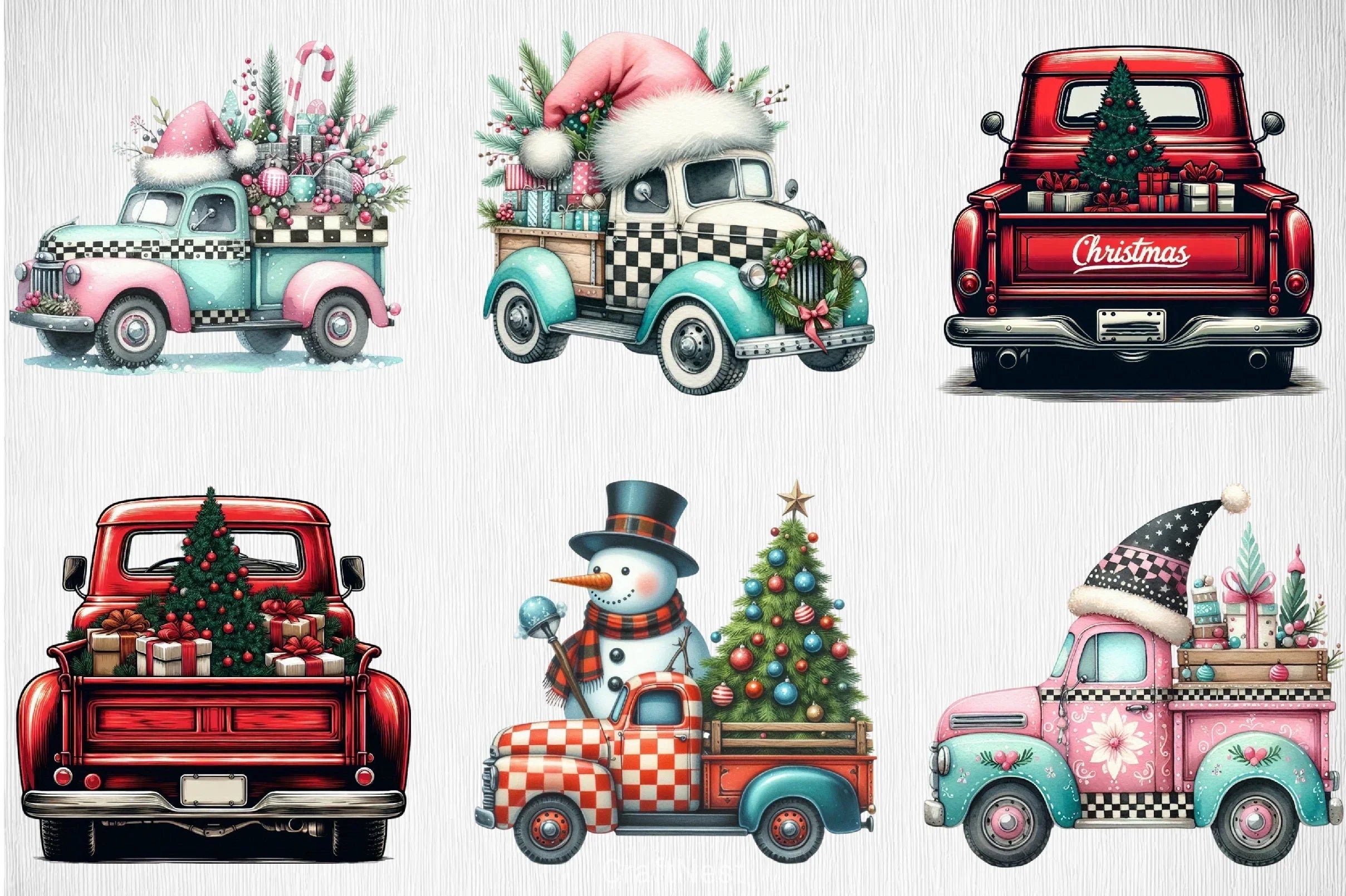 Merry Christmas Truck Clipart Bundle - CraftNest - Digital Crafting and Art