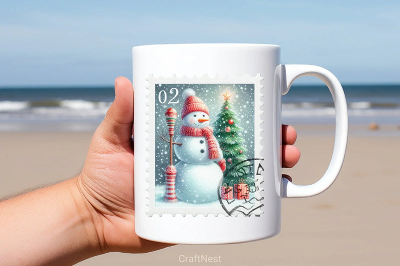 Christmas Snowman Stamp Clipart Bundle - CraftNest - Digital Crafting and Art