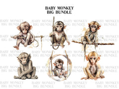 Baby Monkey Clipart - CraftNest