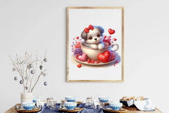 Valentine's Day Dog in Tea Cup Clipart Bundle - CraftNest - Digital Crafting and Art