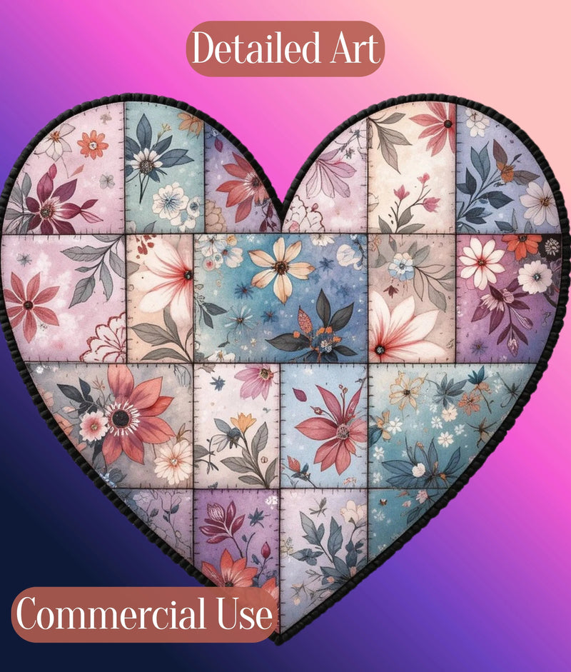Patchwork Heart Clipart Bundle - CraftNest - Digital Crafting and Art