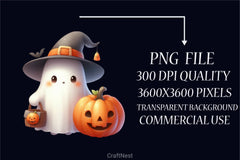 Spooky Ghost Halloween Clipart Bundle - CraftNest - Digital Crafting and Art