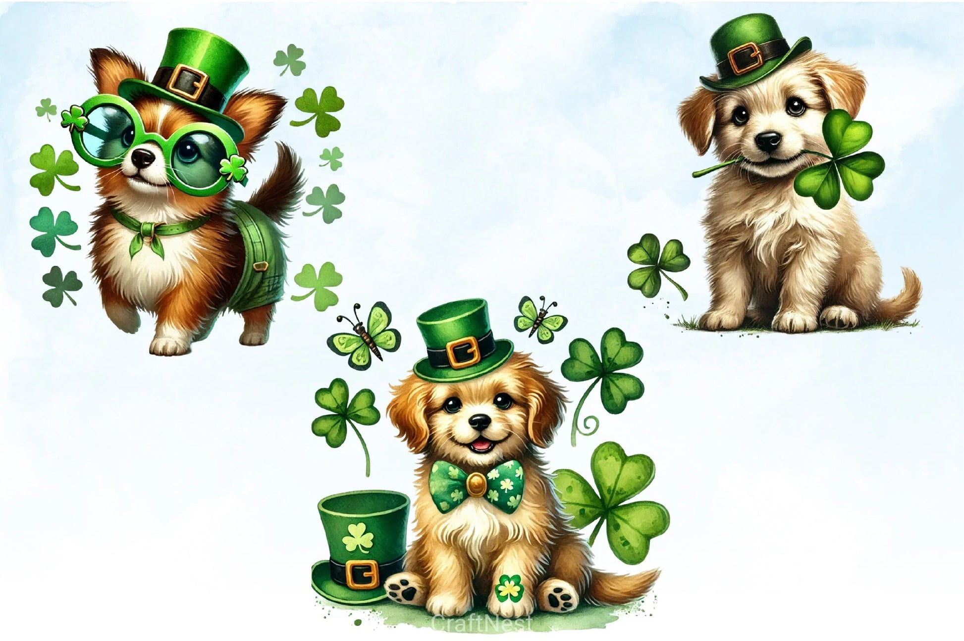 St Patrick's Day Dogs Clipart Bundle - CraftNest - Digital Crafting and Art
