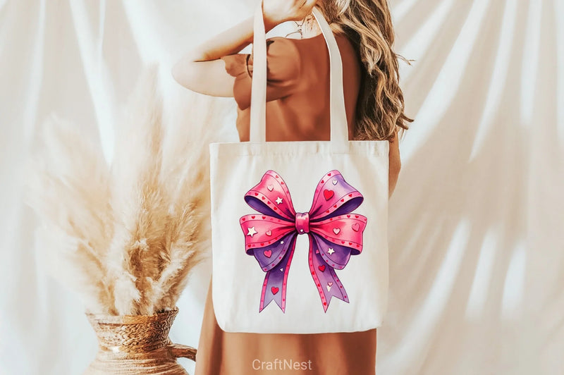 Watercolour Hot Pink Bows Clipart Bundle - CraftNest - Digital Crafting and Art