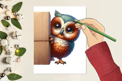 Peeking Owl Clipart Bundle - CraftNest - Digital Crafting and Art
