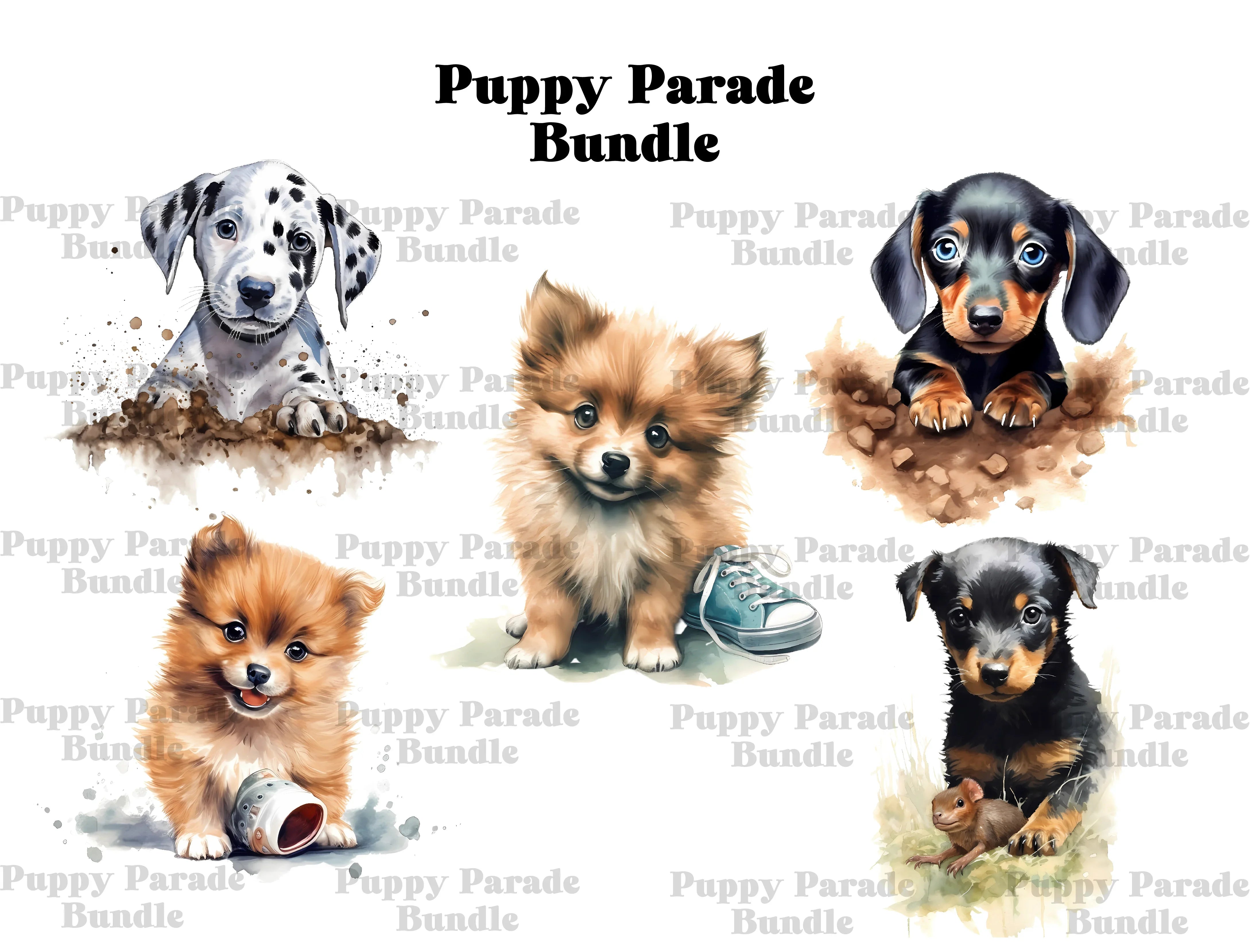 Puppy Parade Clipart - CraftNest