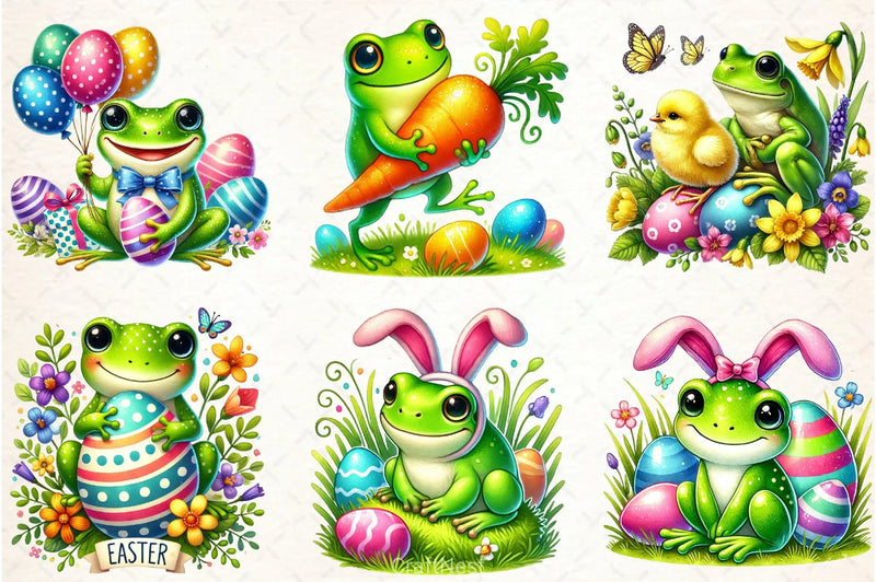 Cute Easter Frog Clipart Bundle - CraftNest - Digital Crafting and Art