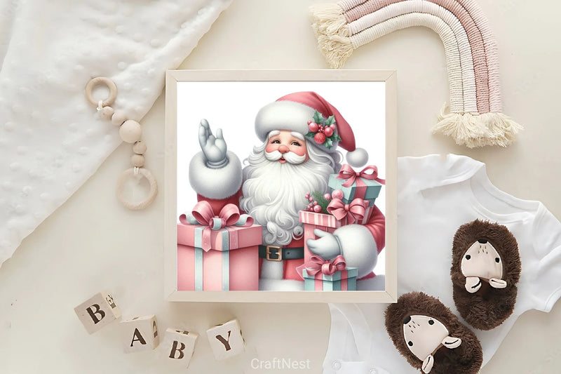 Pink Santa Claus Gifts Clipart Bundle - CraftNest - Digital Crafting and Art