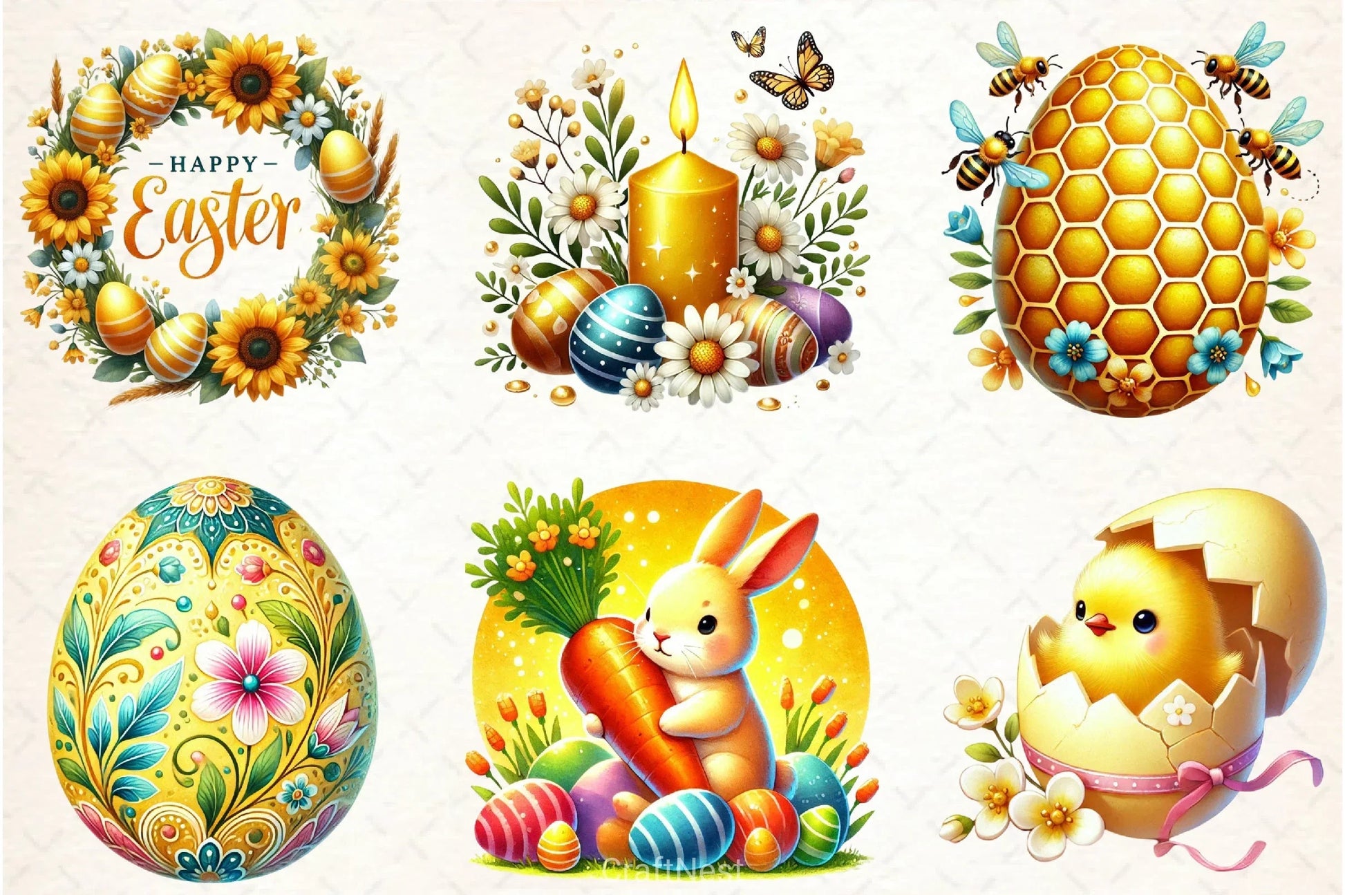 Yellow Easter Clipart Bundle - CraftNest - Digital Crafting and Art