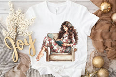 Christmas Winter Woman Reading on Sofa Clipart Bundle - CraftNest - Digital Crafting and Art