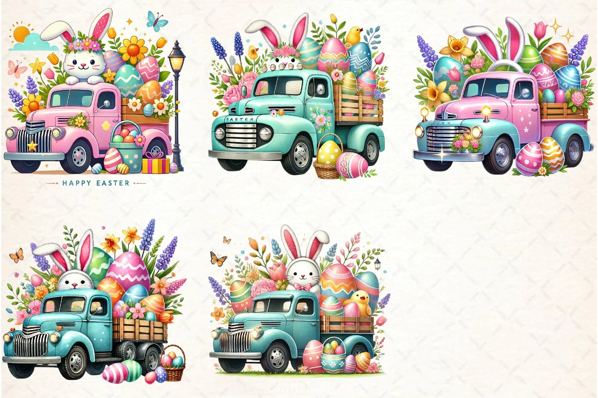 Easter Bunny Truck Clipart Bundle 6 - CraftNest - Digital Crafting and Art