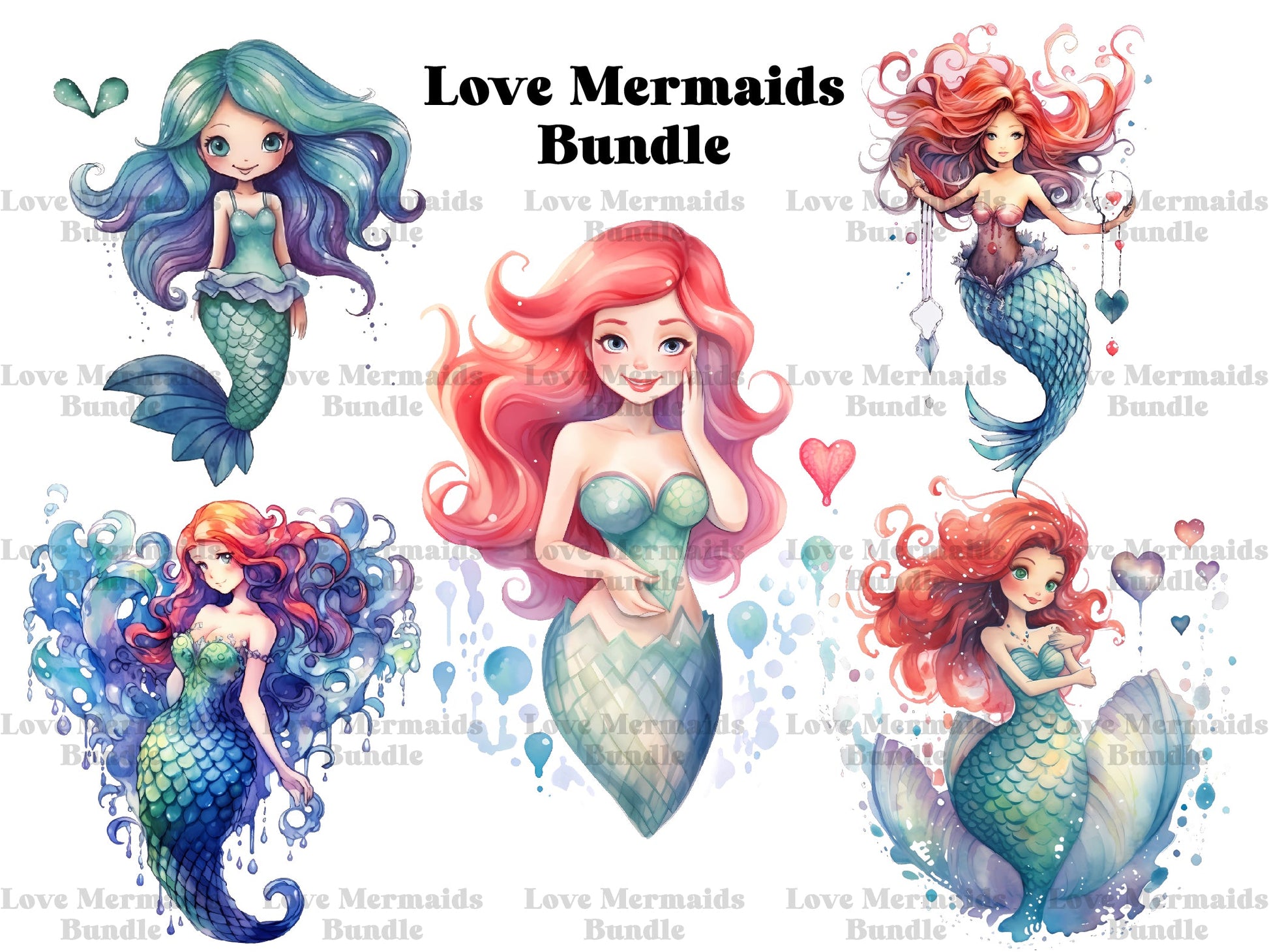 Love Mermaids Clipart - CraftNest