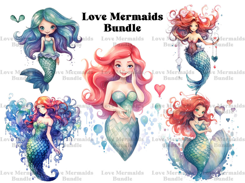 Love Mermaids Clipart - CraftNest