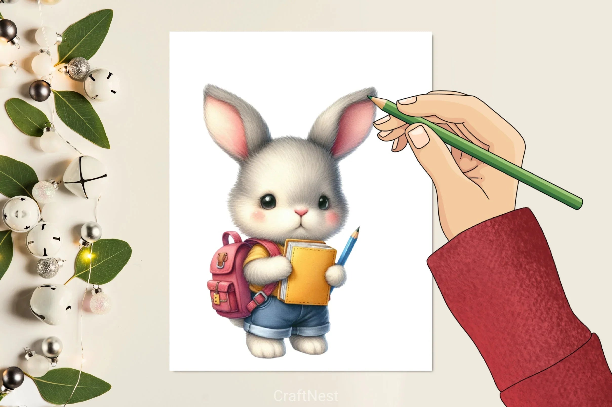Student Bunny Clipart Bundle - CraftNest - Digital Crafting and Art