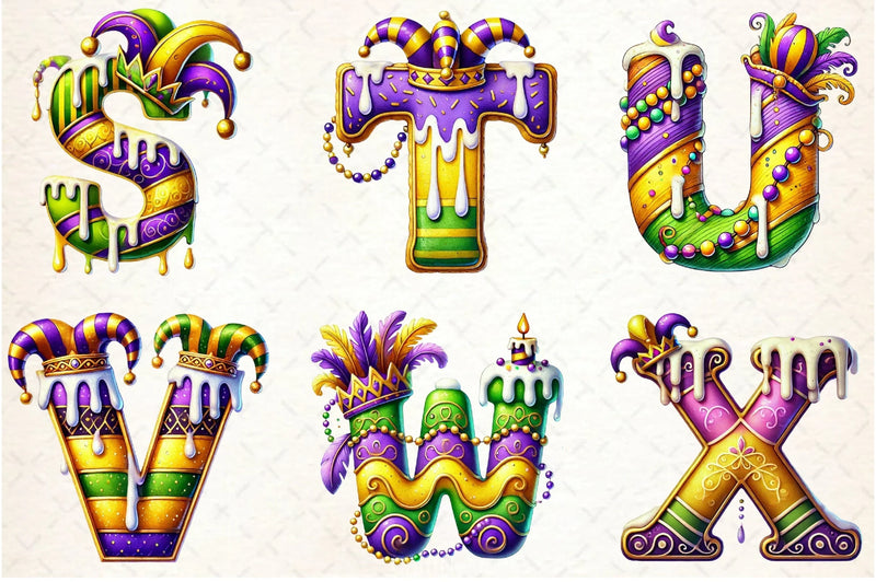 Mardi Gras Alphabet Clipart Bundle - CraftNest - Digital Crafting and Art