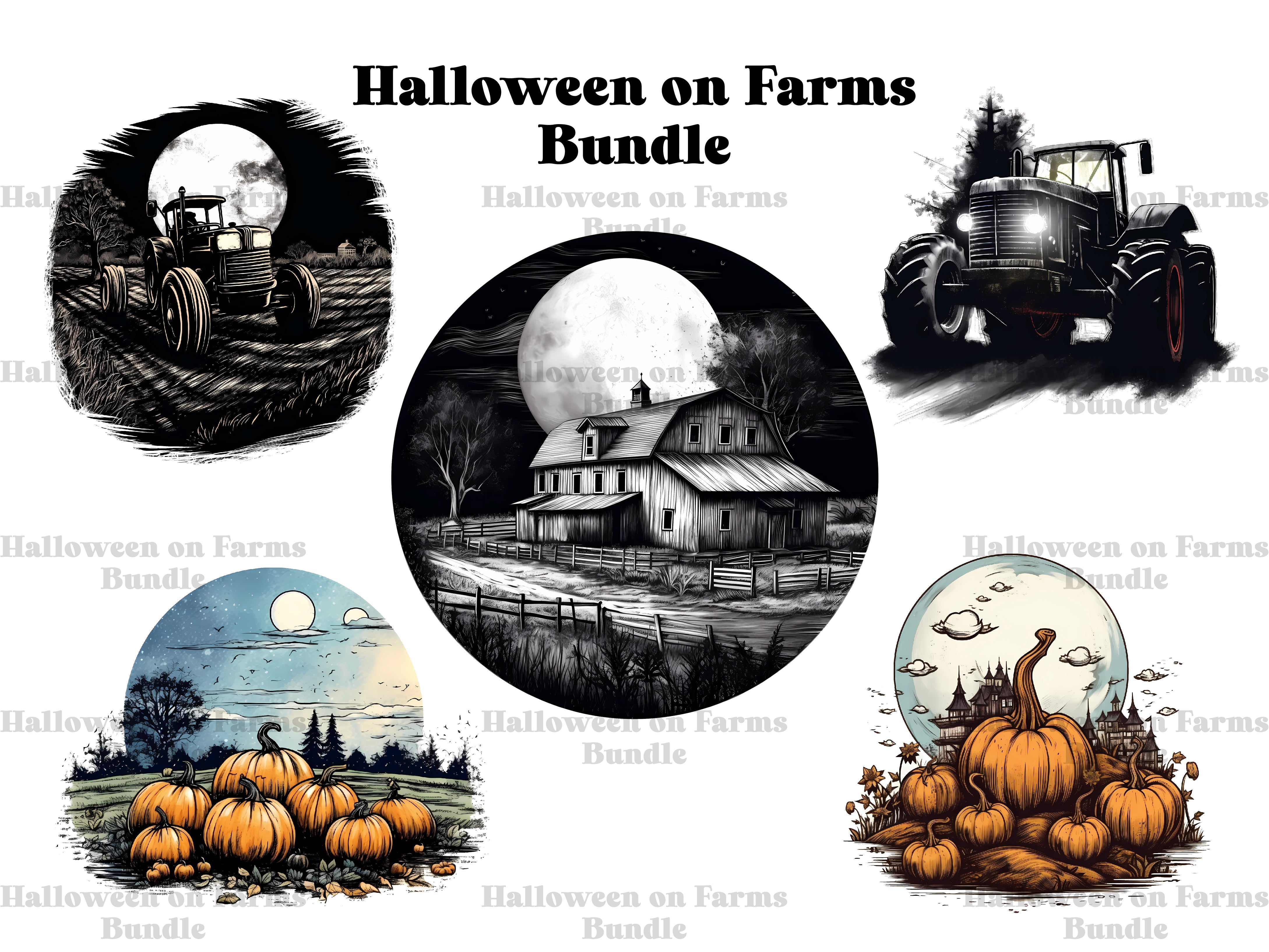 Halloween On Farm Clipart - CraftNest
