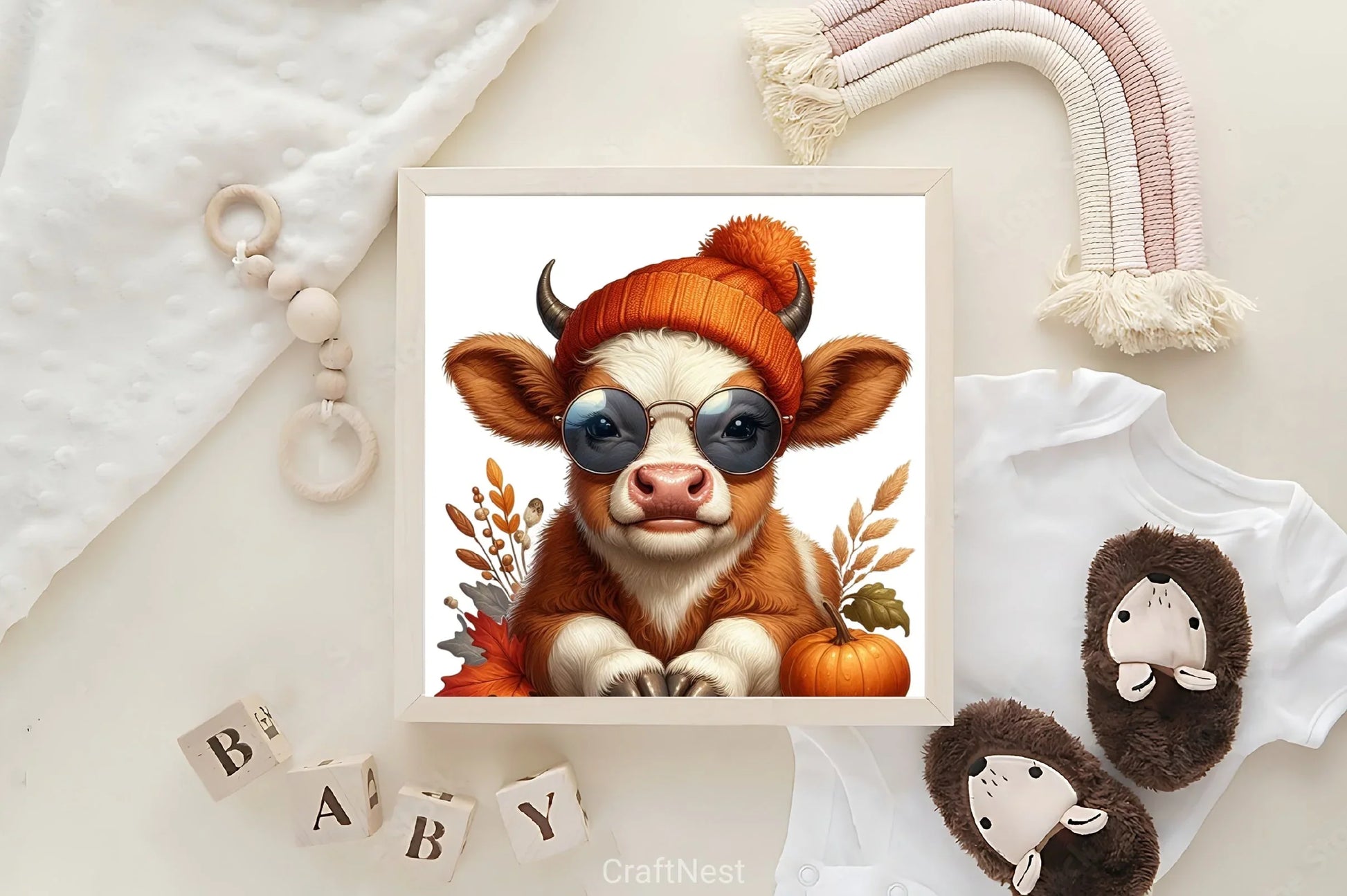 Autumn Baby Cow Clipart Bundle - CraftNest - Digital Crafting and Art