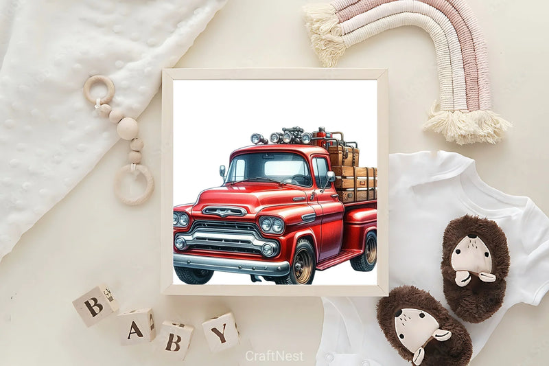 Red Pickup Truck Clipart Bundle - CraftNest - Digital Crafting and Art