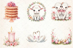 Pink & White Easter Clipart Bundle - CraftNest - Digital Crafting and Art