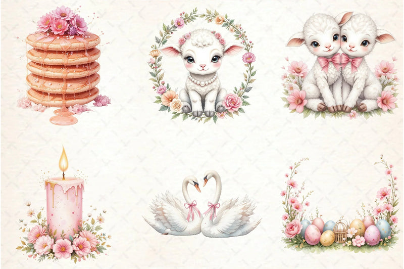 Pink & White Easter Clipart Bundle - CraftNest - Digital Crafting and Art