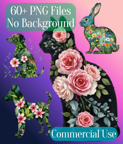 Floral Animal Silhouette Clipart Bundle - CraftNest - Digital Crafting and Art