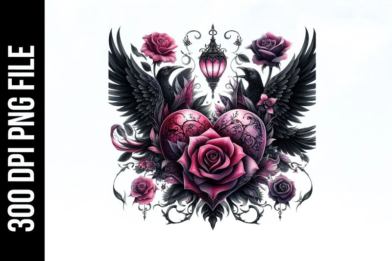 Gothic Black Floral Hearts Clipart Bundle - CraftNest - Digital Crafting and Art