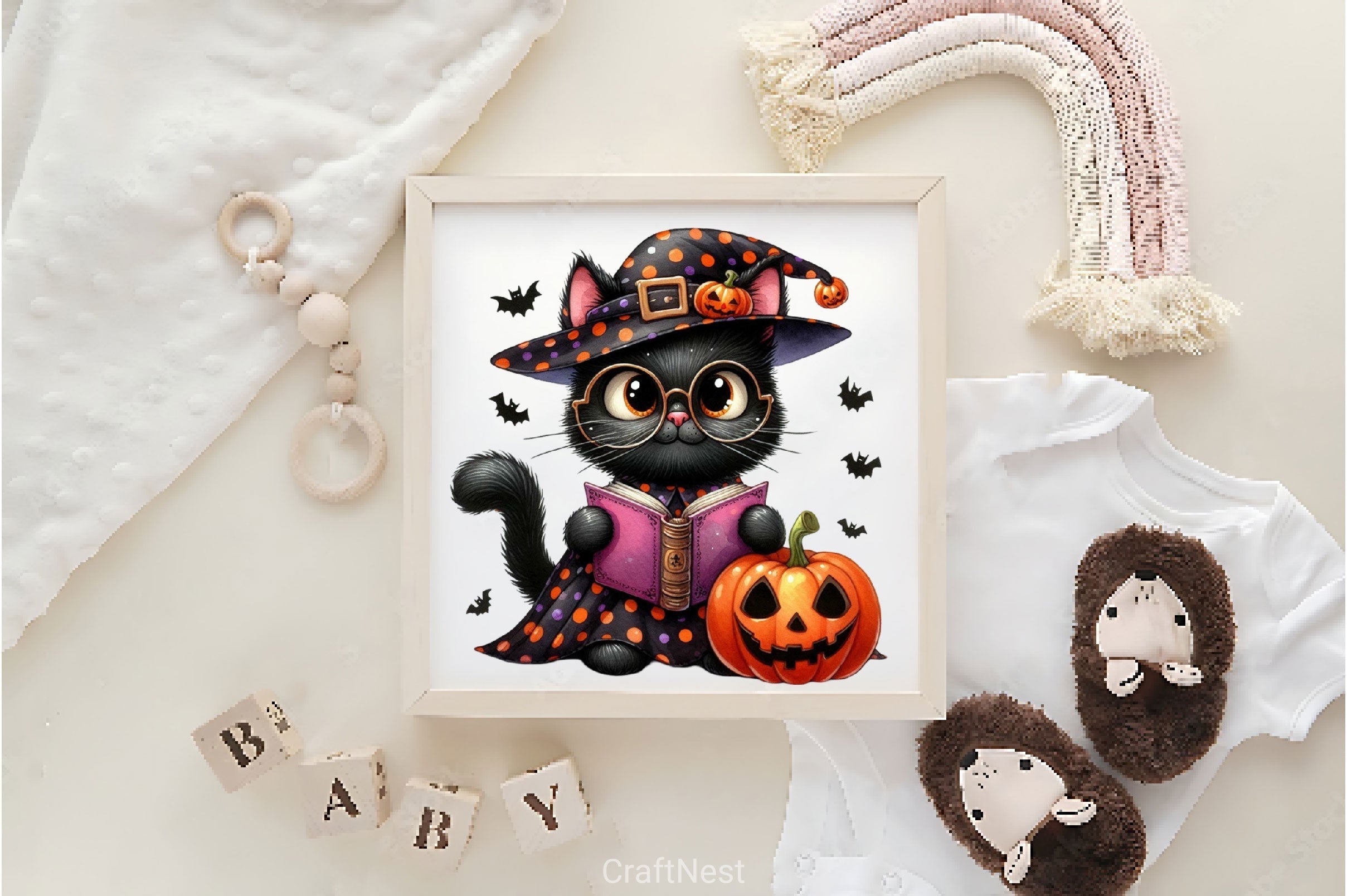 Halloween Funny Black Cat Clipart Bundle