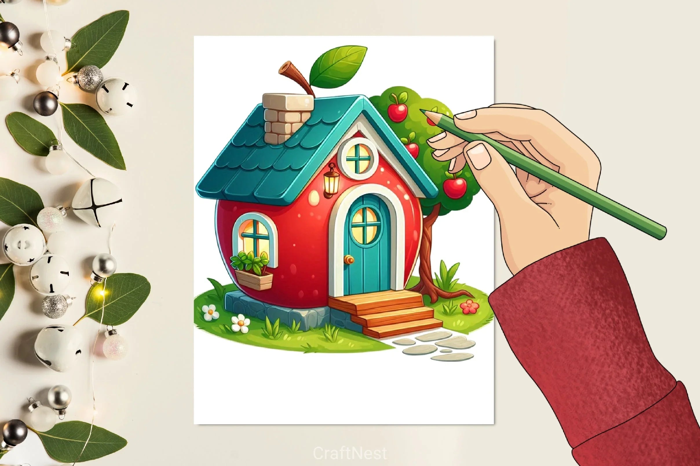 Apple House Clipart Bundle - CraftNest - Digital Crafting and Art