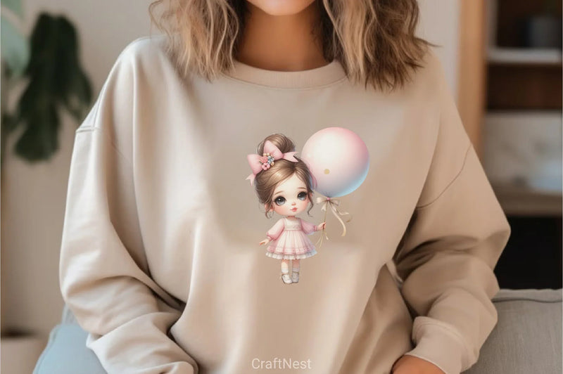 Girl Balloon Clipart Bundle - CraftNest - Digital Crafting and Art