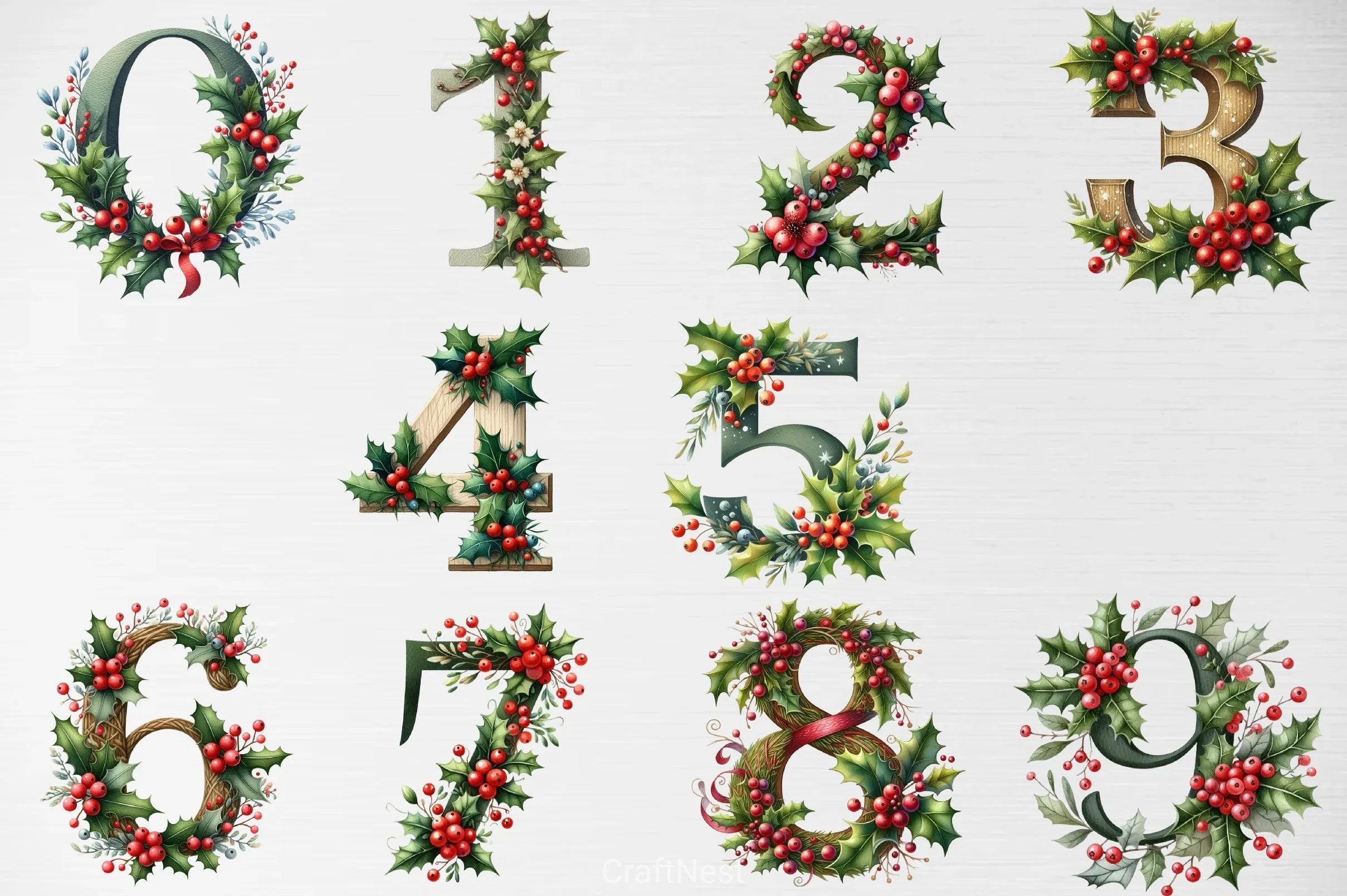 Alphabet Holly Berries Clipart Bundle - CraftNest - Digital Crafting and Art