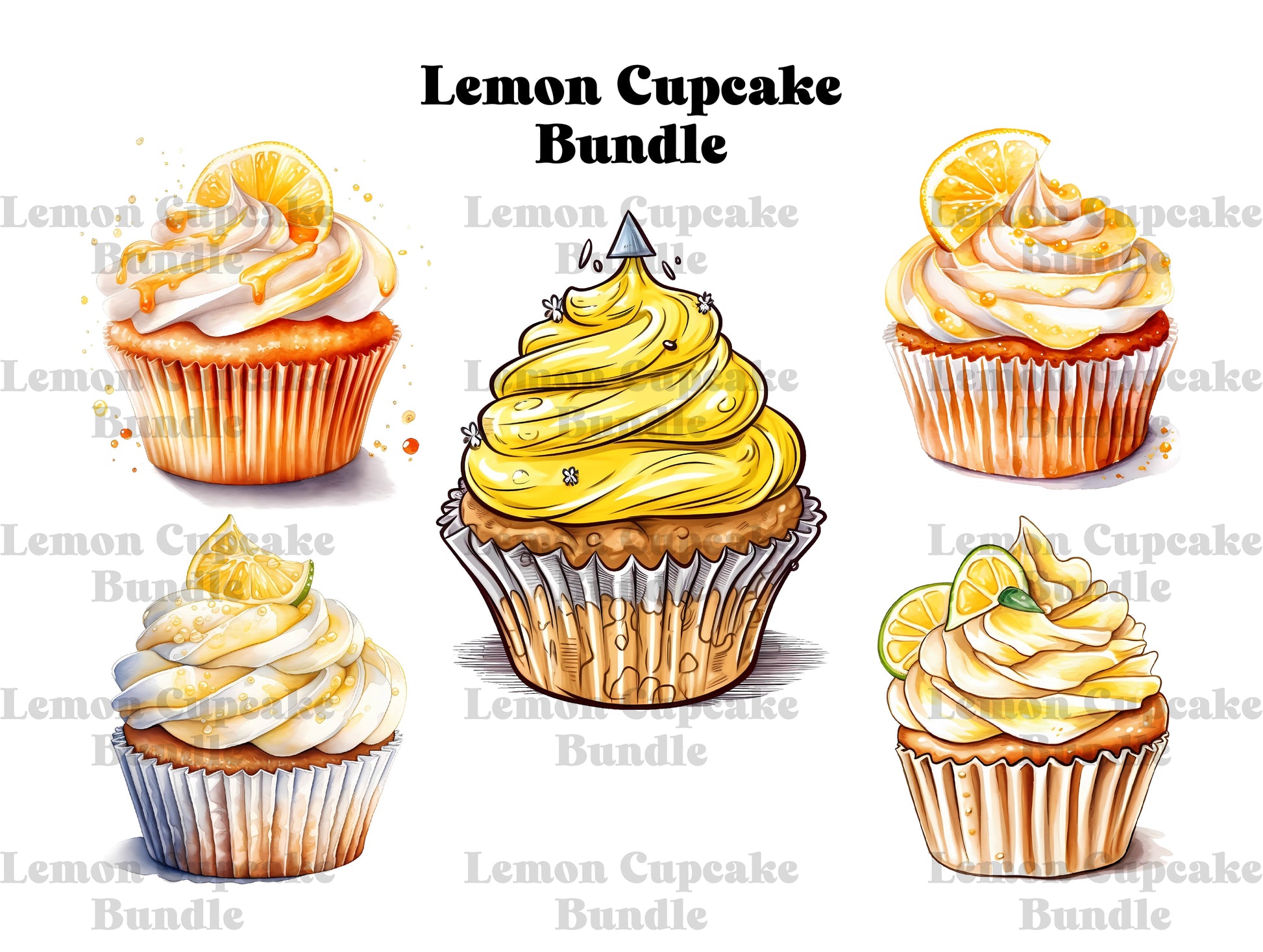 Lemon Cupcakes Clipart - CraftNest