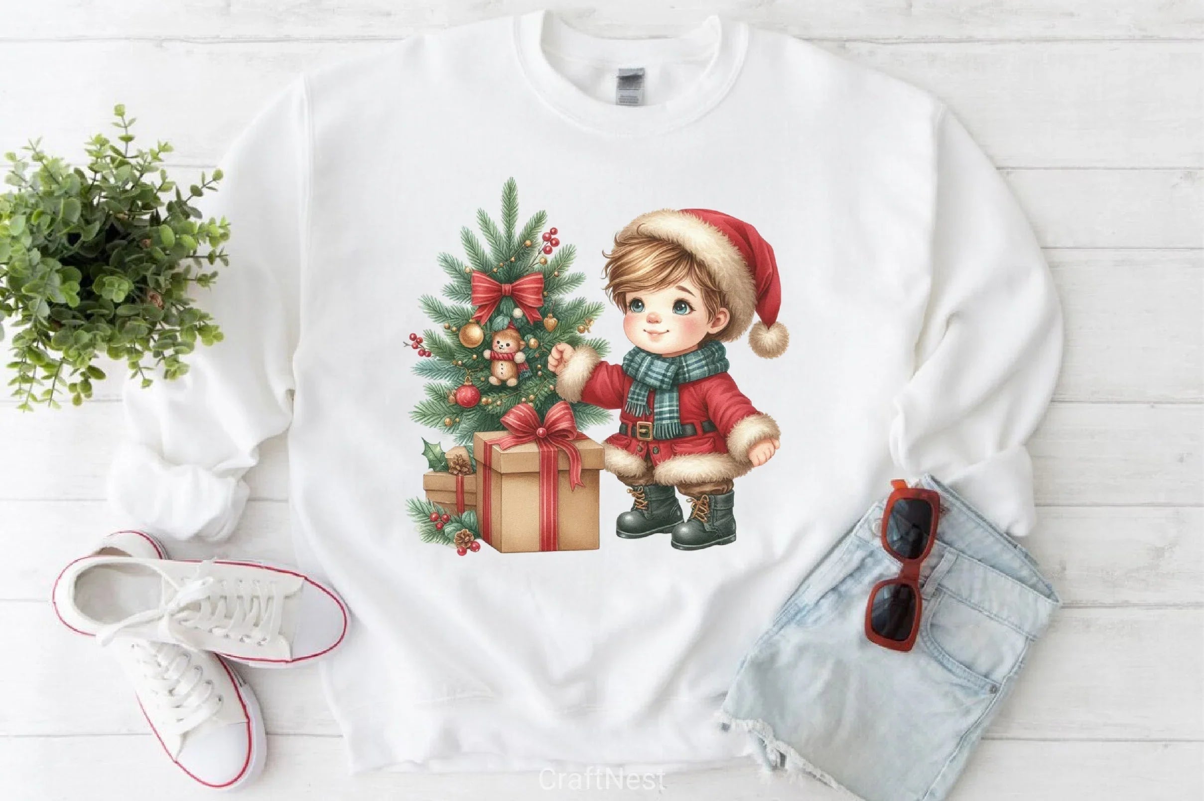 Retro Christmas Boy Clipart Bundle - CraftNest - Digital Crafting and Art