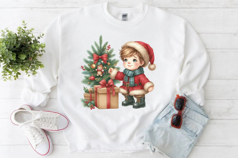 Retro Christmas Boy Clipart Bundle - CraftNest - Digital Crafting and Art