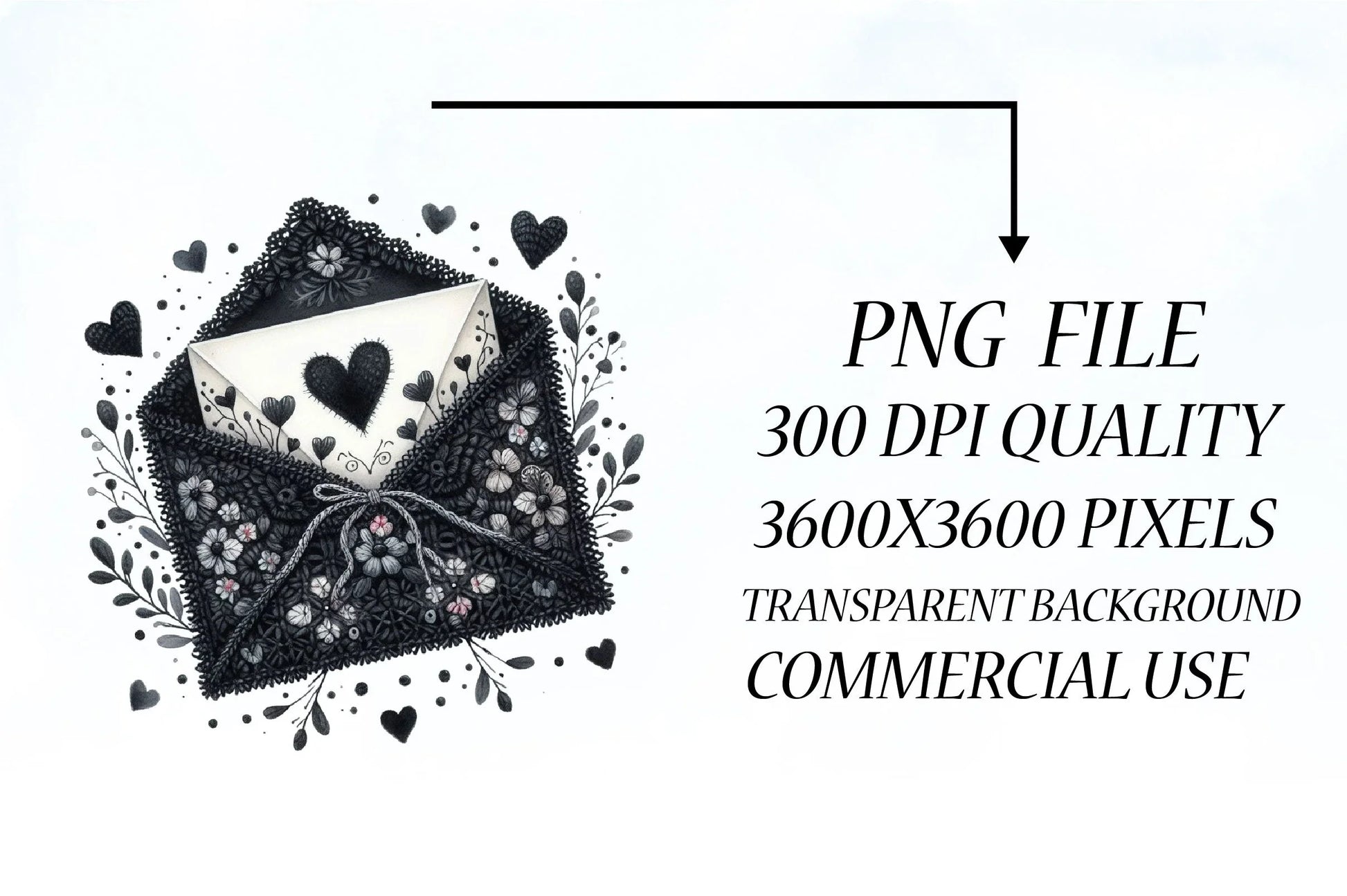 Black Valentine Crochet Envelopes Bundle - CraftNest - Digital Crafting and Art
