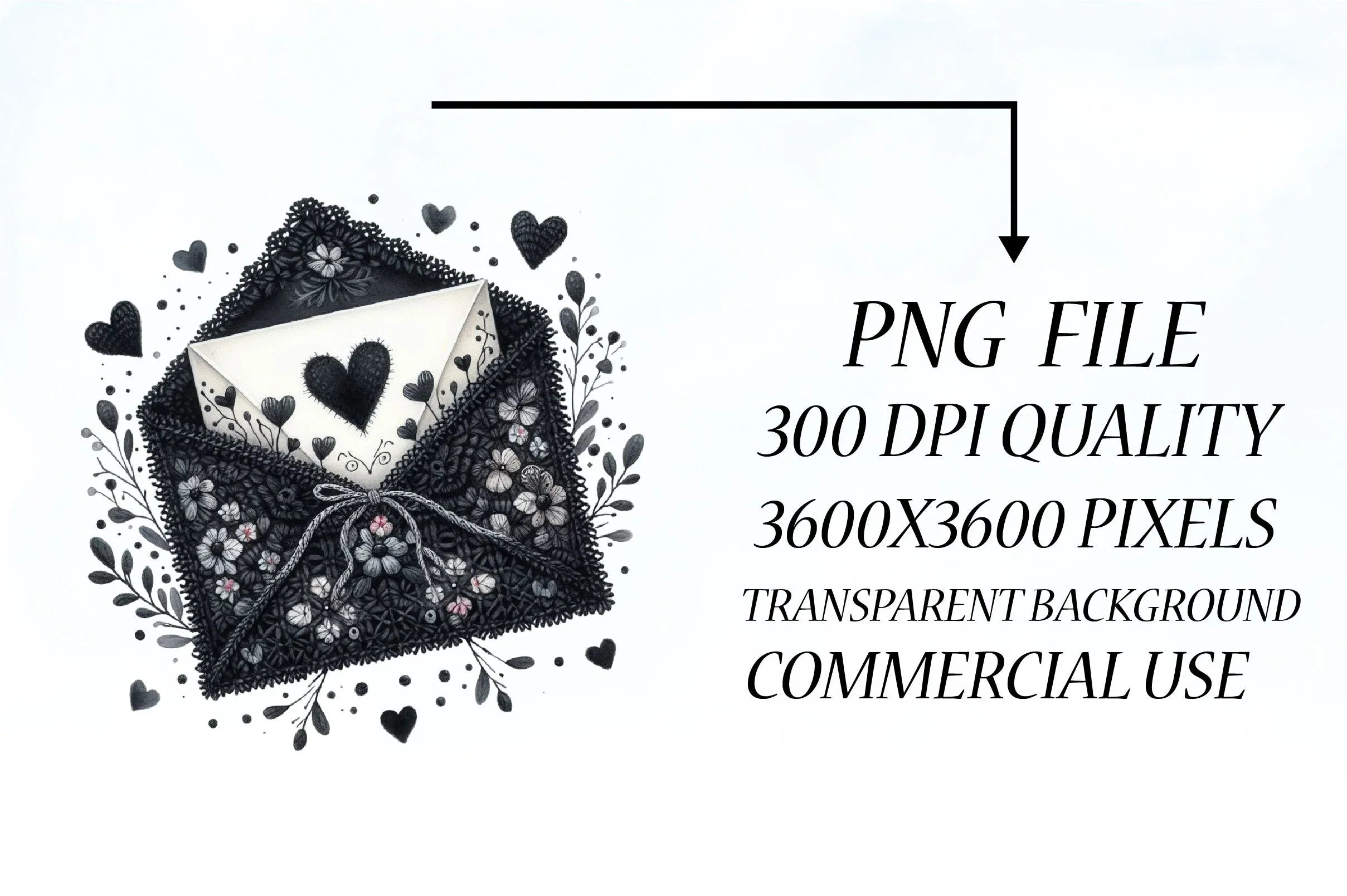 Black Valentine Crochet Envelopes Bundle - CraftNest - Digital Crafting and Art