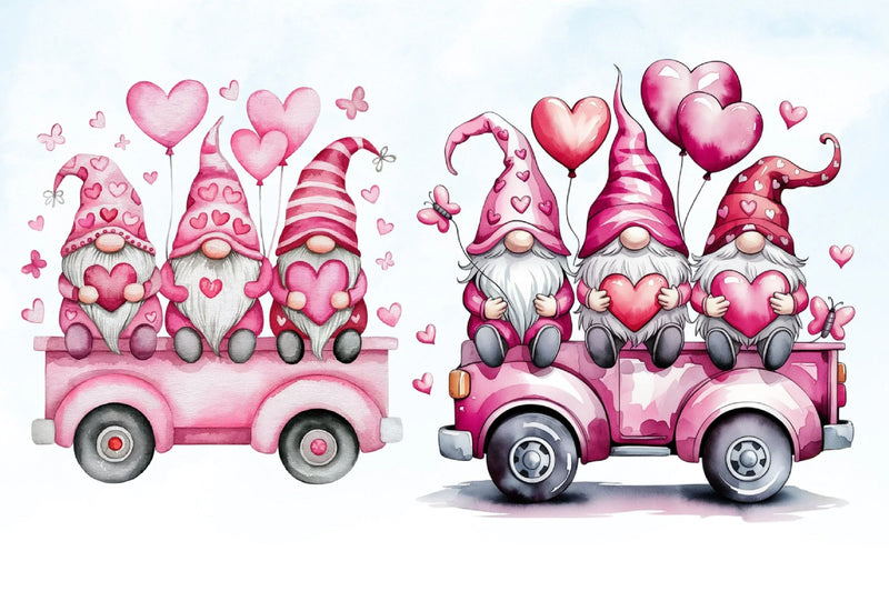 Valentine Gnomes Truck Clipart Bundle - CraftNest - Digital Crafting and Art