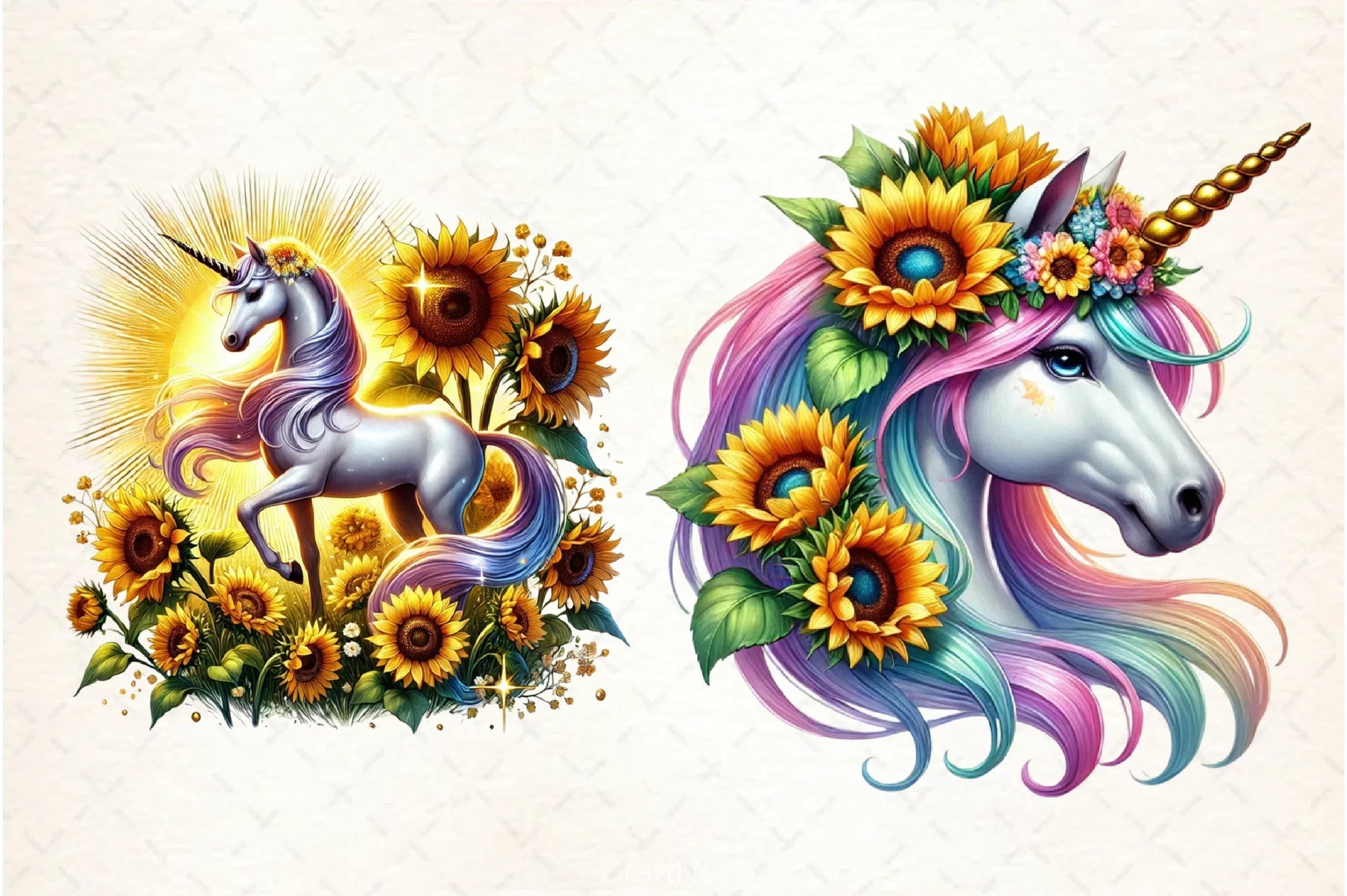 Sunflower Unicorn Clipart Bundle - CraftNest - Digital Crafting and Art