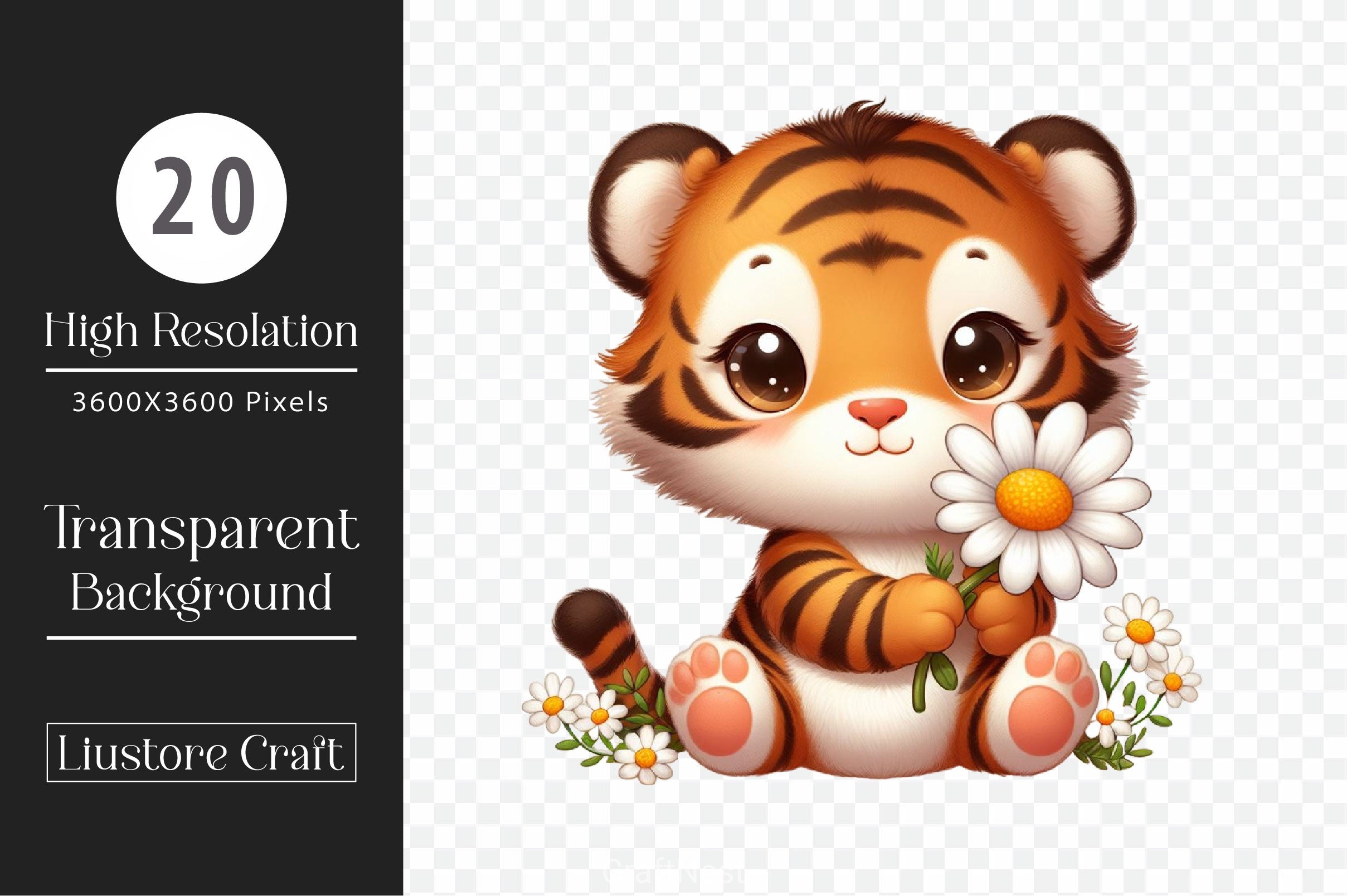 Cute Animals & Daisy Flowers Clipart Bundle 4