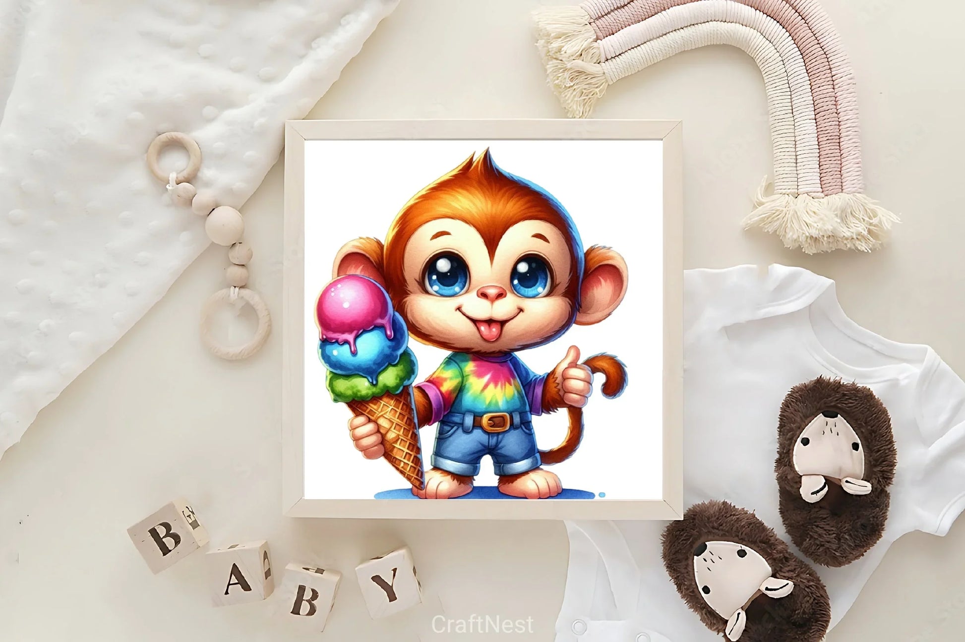 Monkey Ice Cream Clipart Bundle - CraftNest - Digital Crafting and Art