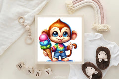 Monkey Ice Cream Clipart Bundle - CraftNest - Digital Crafting and Art