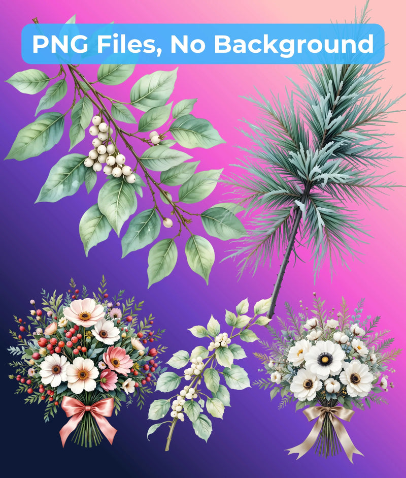 Winter Botanical Elements Clipart Bundle - CraftNest - Digital Crafting and Art