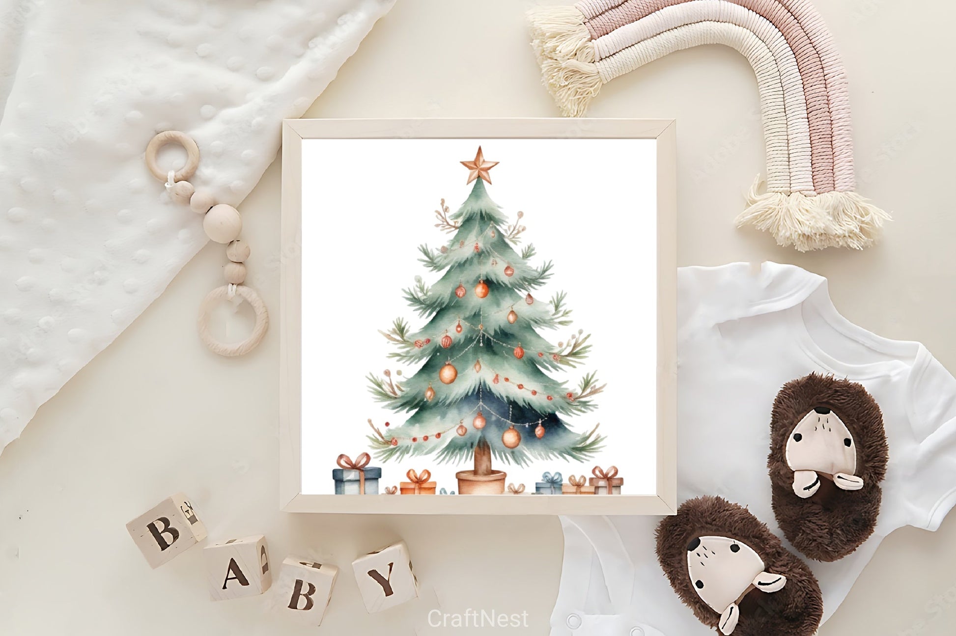 Cozy Winter Christmas Tree Clipart - CraftNest - Digital Crafting and Art