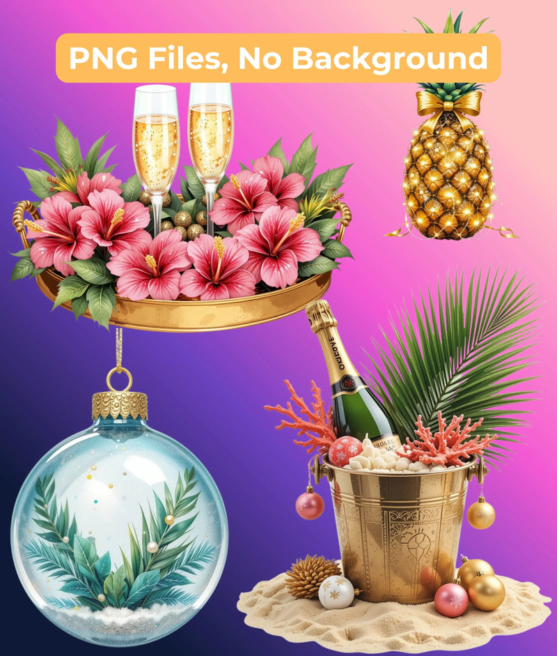 Island-Luxe Tropical Christmas Clipart Bundle - CraftNest - Digital Crafting and Art
