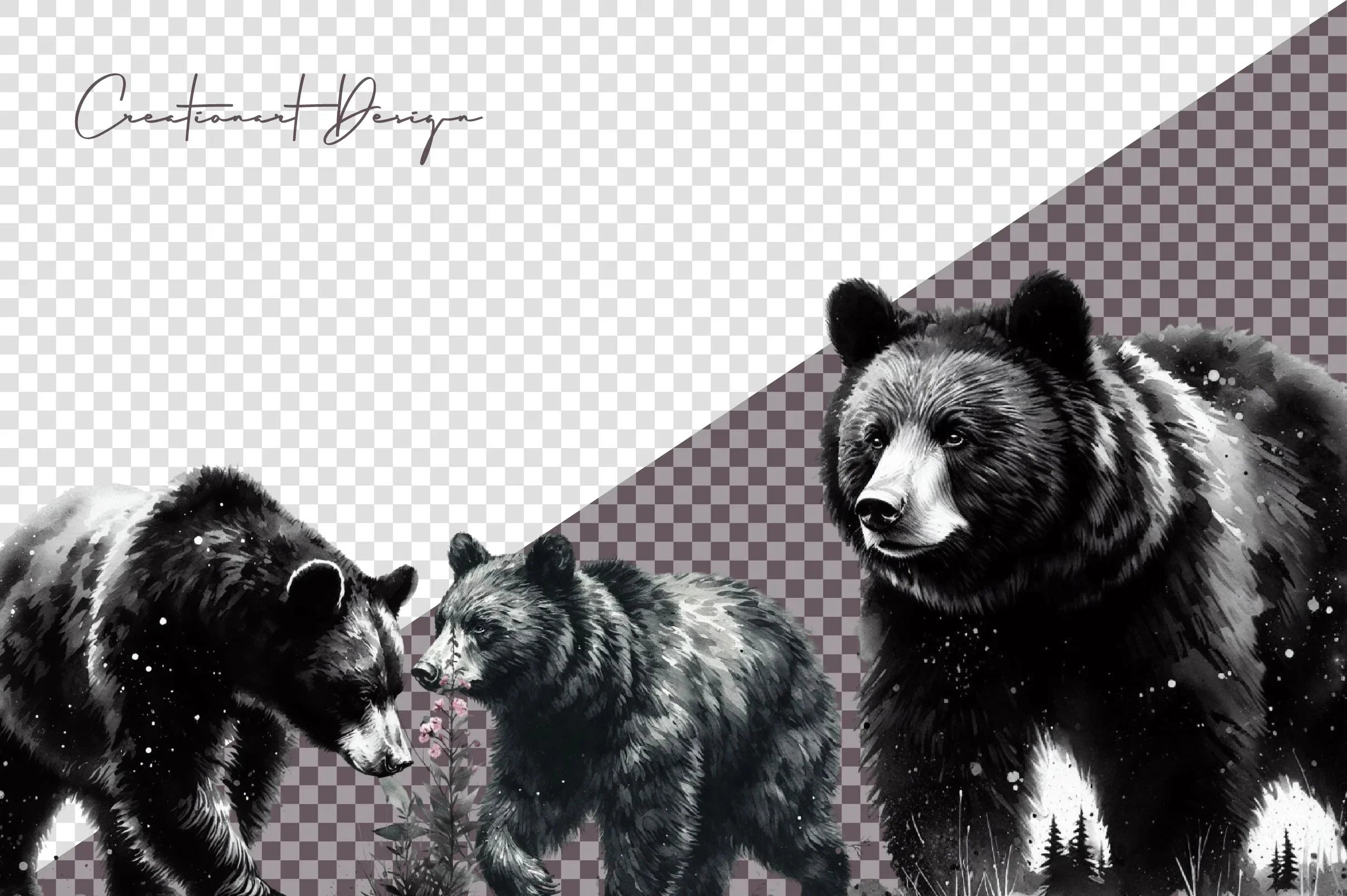 Black Bears Clipart Bundle - CraftNest - Digital Crafting and Art