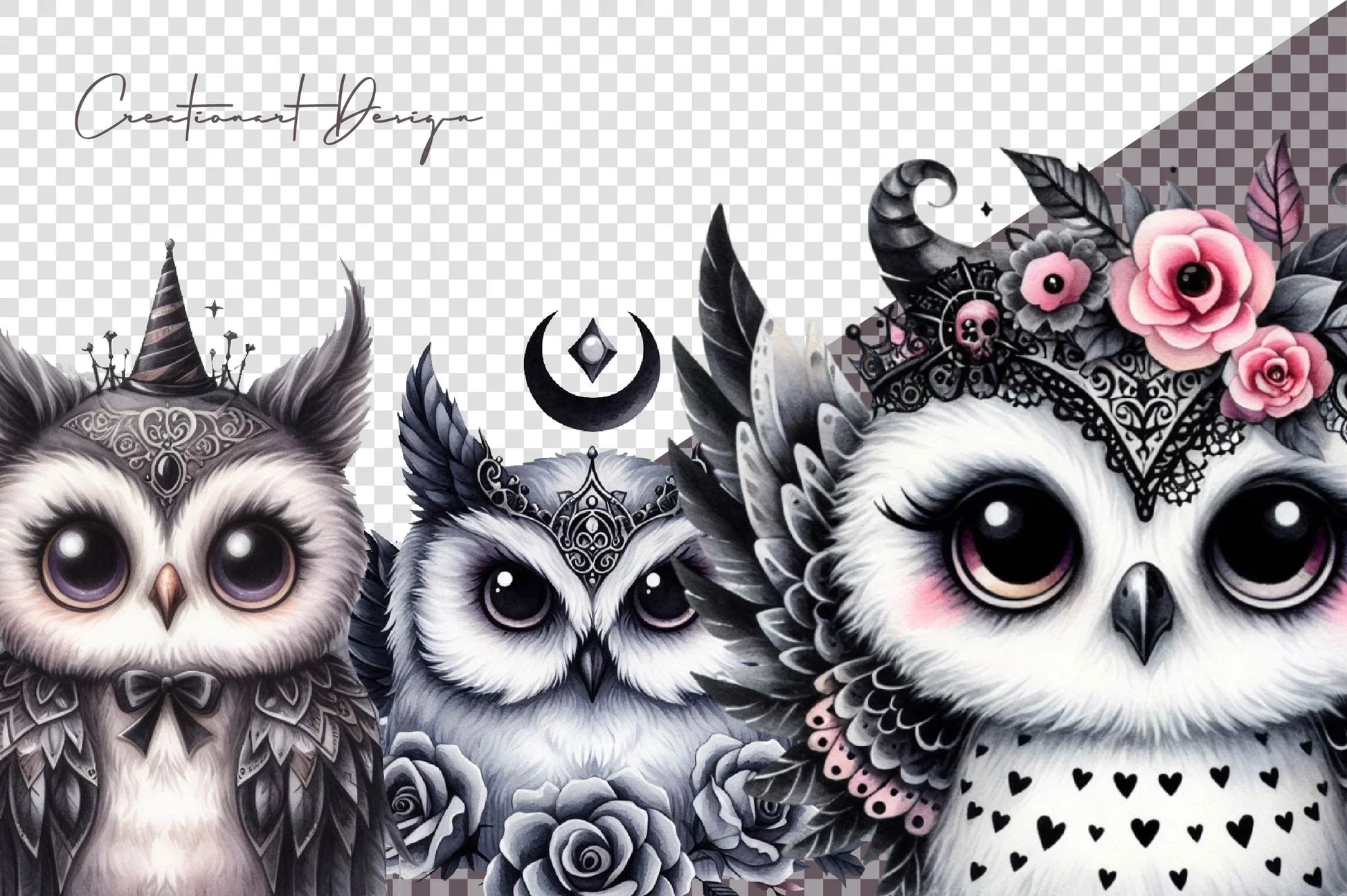 Gothic Owls Clipart Bundle - CraftNest - Digital Crafting and Art