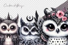 Gothic Owls Clipart Bundle - CraftNest - Digital Crafting and Art